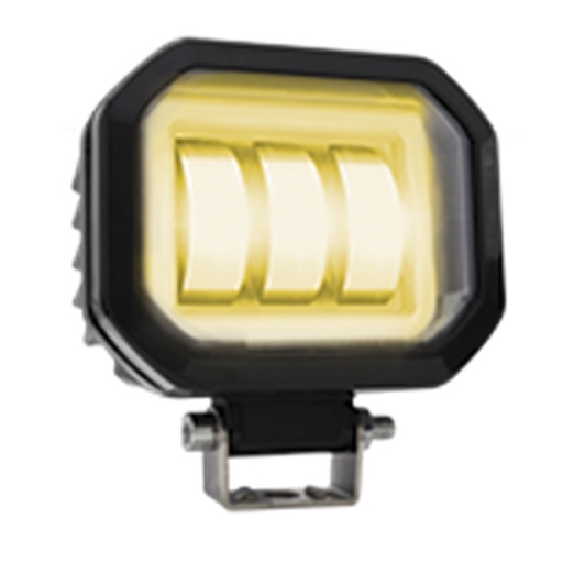[RS-LED-13047W-Y] FARO CUADRADO LED CON LUPA LUZ FIJA Y ESTROBO CONTORNO AMARILLO