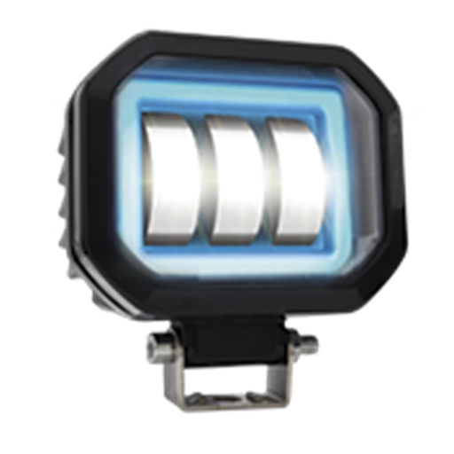 [RS-LED-13047W-BU] FARO CUADRADO LED CON LUPA LUZ FIJA Y ESTROBO CONTORNO AZUL