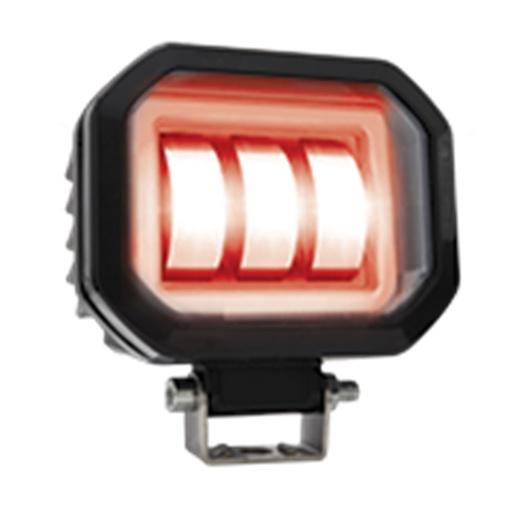 [RS-LED-13047W-R] FARO CUADRADO LED CON LUPA LUZ FIJA Y ESTROBO CONTORNO ROJO