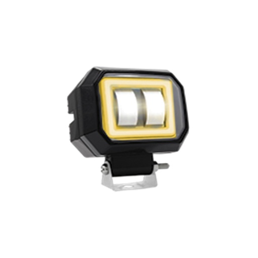[RS-LED-13040W-Y] FARO LED CUADRADO MINI 2 LED CON LUPA LUZ BLANCA FIJA Y CON ESTROBO OPCIONAL Y CONTORNO (BLANCO-AMARILLO)