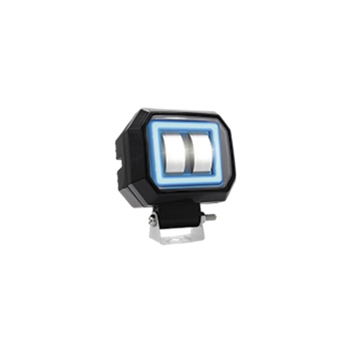 [RS-LED-13040W-BU] FARO LED CUADRADO MINI 2 LED CON LUPA LUZ BLANCA FIJA Y CON ESTROBO OPCIONAL Y CONTORNO (BLANCO-AZUL)