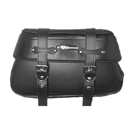 [5127-1013] JUEGO ALFORJAS LONA PIEL SINTETICA K-2 NEGRAS MOD 2020 16 LTS 43X25X18 CM