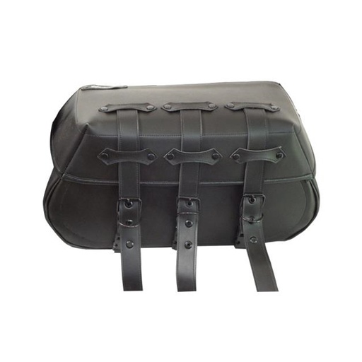 [5127-1012] JUEGO ALFORJAS LONA PIEL SINTETICA ML-3 NEGRAS MOD 2020 18 LTS 47X25X18 CM