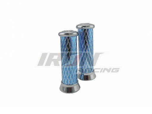 [PUÑ-1107-0010A] JUEGO PUÑOS C/TAPA CROMADA ALUMINIO AZUL