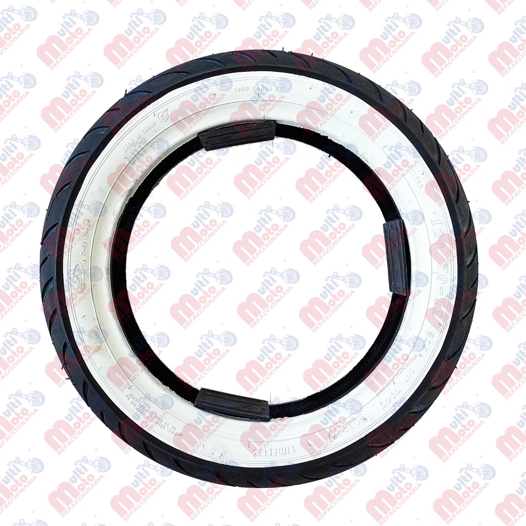 LLANTA CARA BLANCA 120/70-12 (TL) VITALIA150 | multimoto.mx