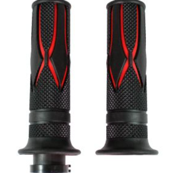 [PUÑ-160] PUÑOS TPE ANTIDERRAPANTE CROSSING ROJO CON TUBO MOVIL MANUBRIO 7/8 UNIVERSAL