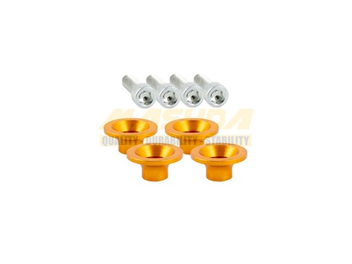 [TOR-6701-0851D] TORNILLO DECORATIVO ALUMINIO CONICO M6 DORADO JUEGO 4 PZS 