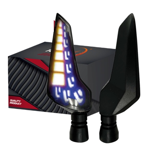 [RS-DIR-0063Y-BU] DIRECCIONAL LED SECUENCIAL TIPO BOOMERANG (AMARILLO-AZUL)